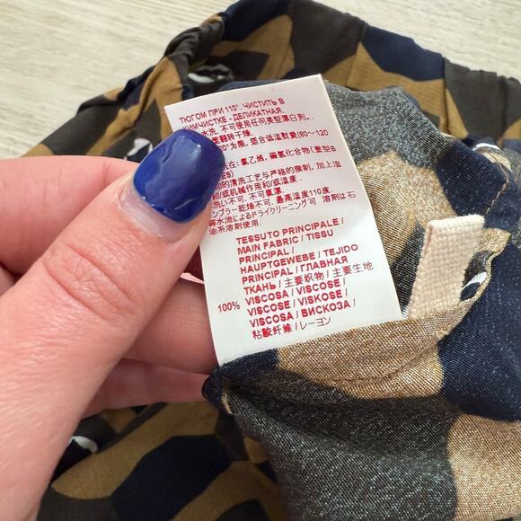 Marni Tan Blue Geometric Pattern Skirt Side Pockets Size 40 - Picture 9 of 9